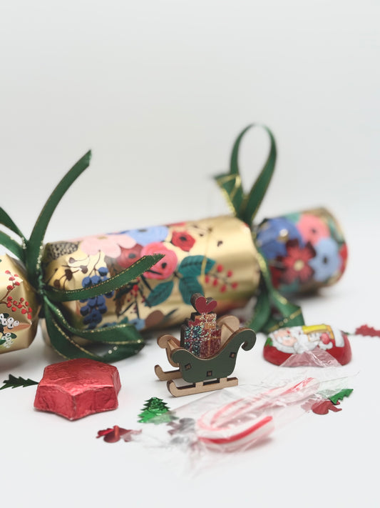 Set of 2 Traditional British Christmas Crackers - Handmade - Glow of Gold