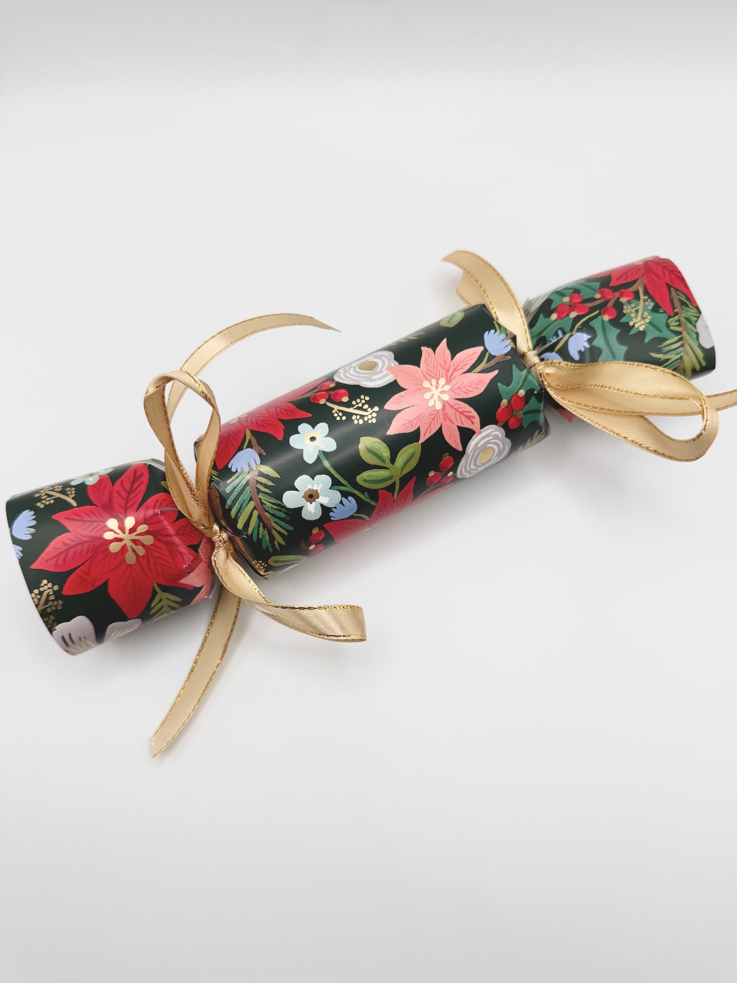 Set of 2 Traditional British Christmas Crackers - Deluxe Handmade - Christmas Garden Print