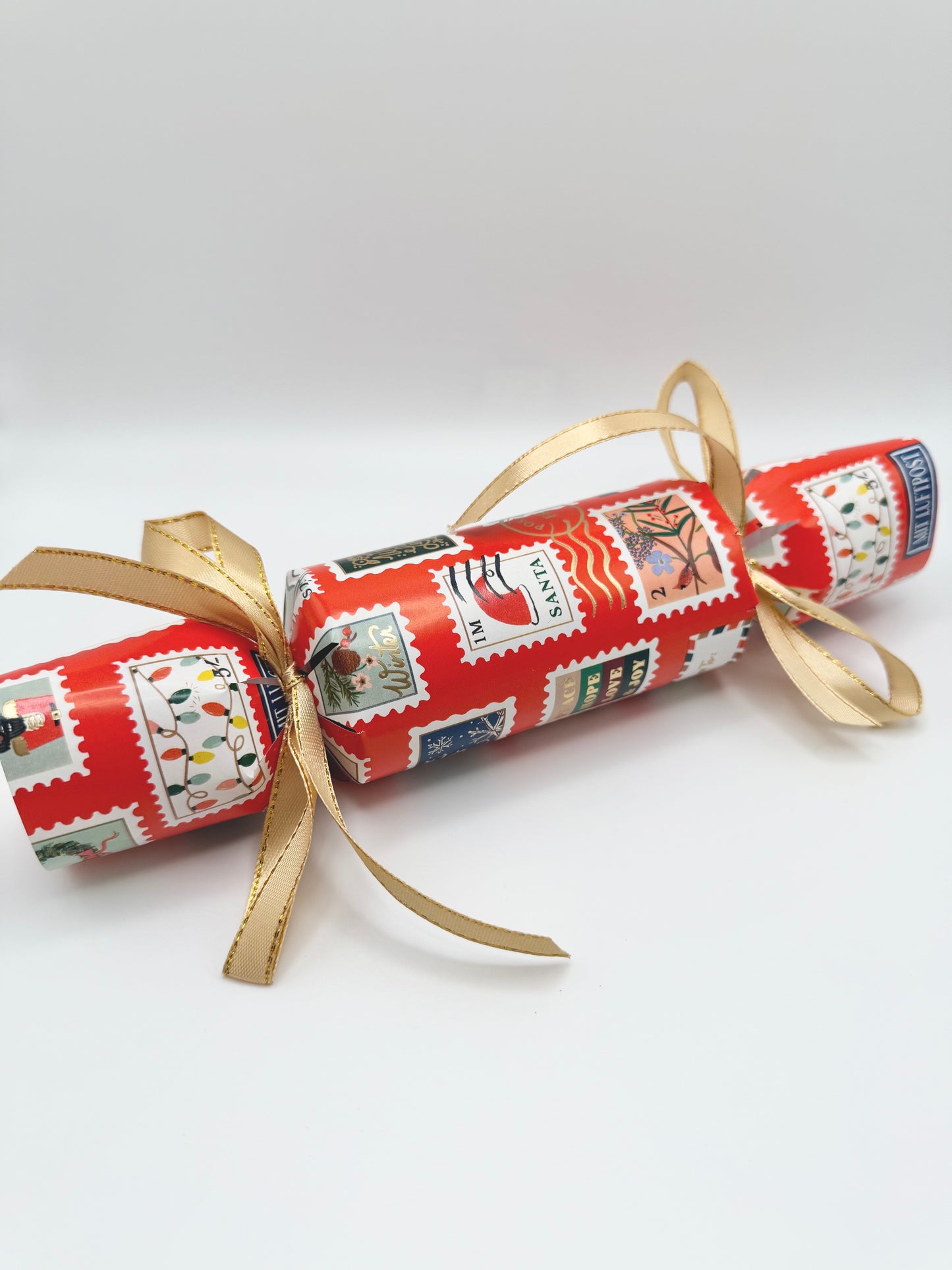 Set of 2 Traditional British Christmas Crackers - Handmade - Holiday Stamps